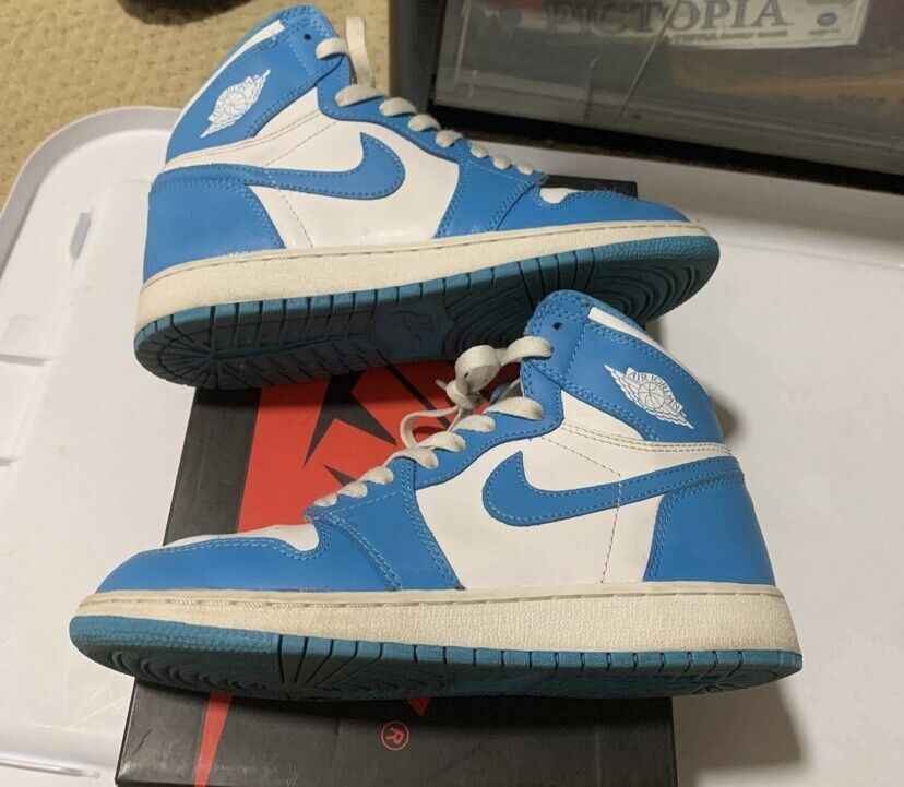 2015 Nike Air Jordan 1 Retro High OG BG GS Powder Blue UNC 575441-117 5.5y  7 W