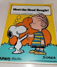 Vintage Playskool Wood Wooden Peanuts Snoopy Meet the Head Beagle Puzzle 230-15