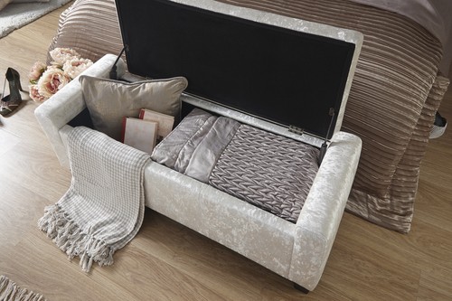 Verona Ottoman Storage Bench Blanket Box Window Seat Bedroom Living Velvet - Picture 3 of 8