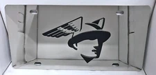 Mercury Man retro emblem tag stainless steel vanity license plate black logo