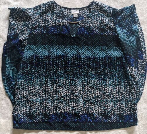 Jaclyn Smith Womens Keyhole Dolman Sleeve Blouse & Matching Skirt - XXL Colorful - Picture 2 of 9
