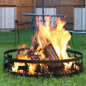Sunnydaze Decor 36 In Round Steel Wood Burning Wild Moose Fire