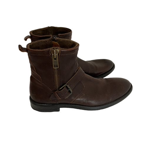 Brown Leather MOTO Boots Size 