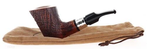Pascucci Pfeife SANDGESTRAHLT braun Shape Stand Up Cherrywood Poker echt silber - Bild 9 von 9