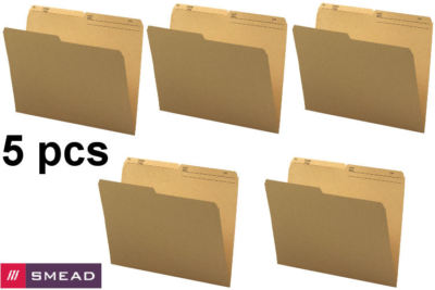 NEW 5 PACK Smead Reversible File Folder 1/2-Cut Right Tab Legal Size Natural#576