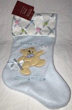 NEW BLUE STOCKING FOR BABY'S FIRST CHRISTMAS 14.5  Long Holiday Living