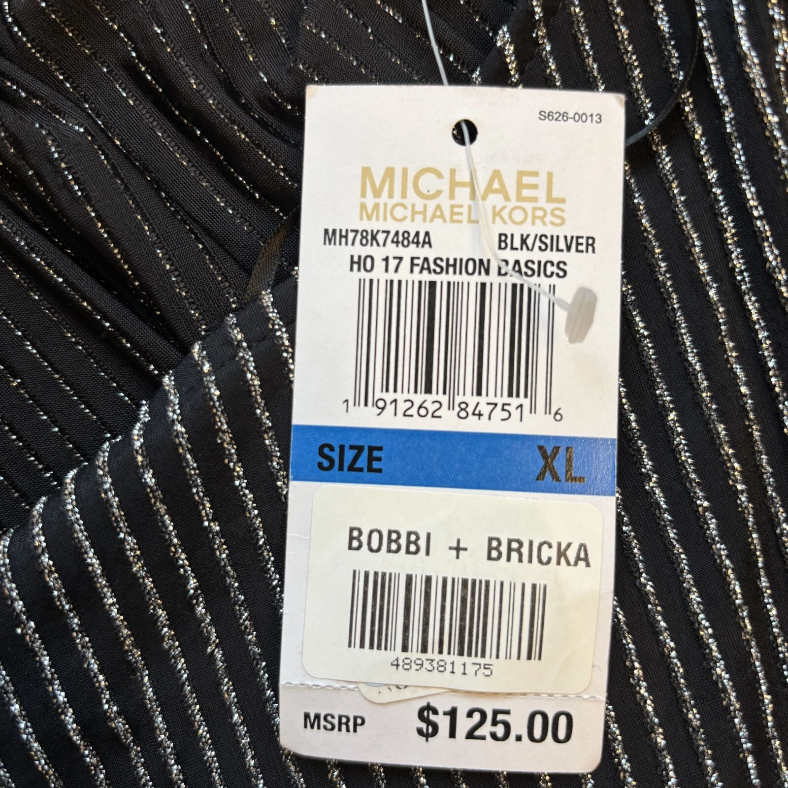 Abito MICHAEL Michael Kors elasticizzato cappuccio schiena nero argento taglia XL cocktail nuovo con etichette