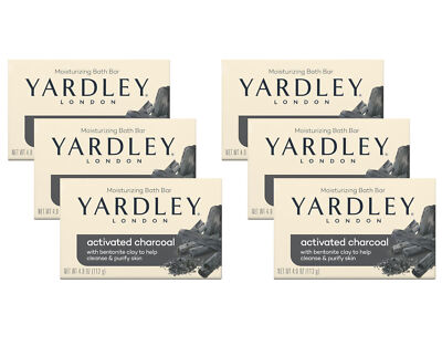 Yardley London Moisturizing Bath Bar Activated Charcoal 4oz. - Pack of 6