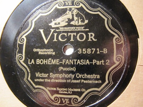 1926 Credenza Record La Boheme FANTASIA Victor Symphony Orch Pasternack 35871 , - Picture 2 of 2