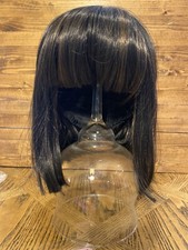 Lady Girl Bob Wig Womens Short Straight Bangs Full Hair Cosplay Party Dark Brown