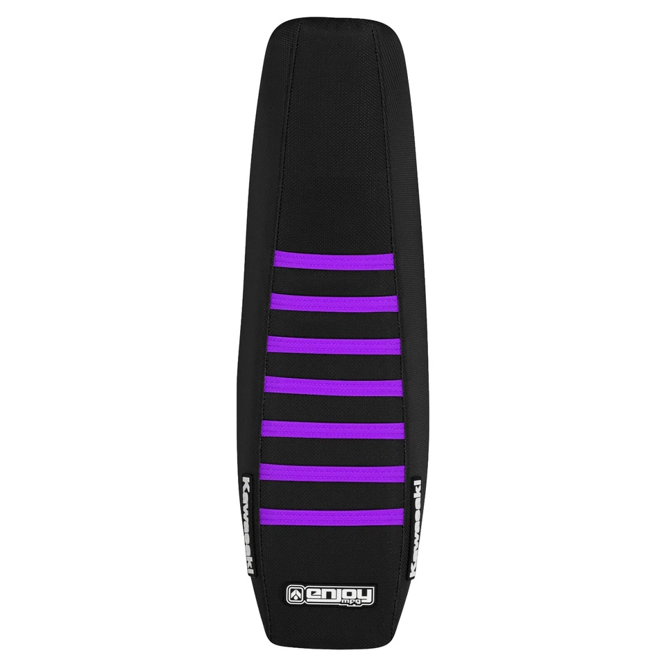 Cubierta de asiento Kawasaki KX125/250 1994-1998 todo negro con costillas moradas #78 logotipo Foto 3 de 4