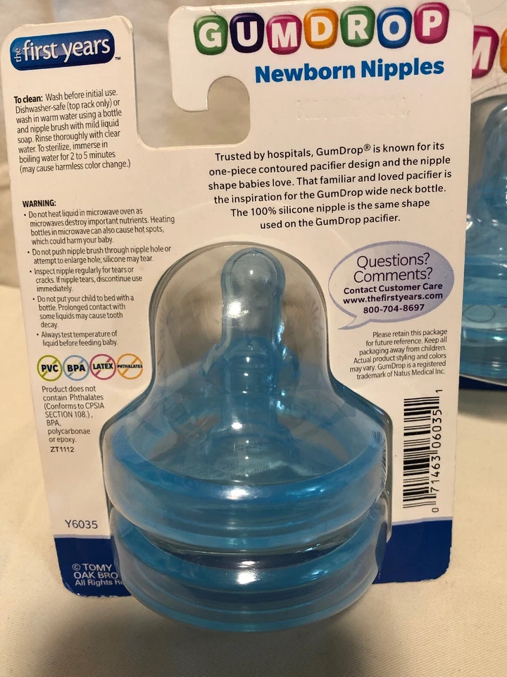 FastShip 4x The First Years Gota de goma Recién Nacido Silicona Pezones Azul 0m+ Flujo lento Foto 3 de 3