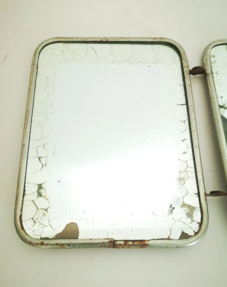 Ancien Miroir de Barbier Triptyque 3 Glaces avec Chainette Vintage Patine Antiqu - Photo 2/4