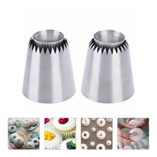2Pcs Pastry Tips Nozzle Piping Tip Icing Frosting Tips Cake Russian Cream