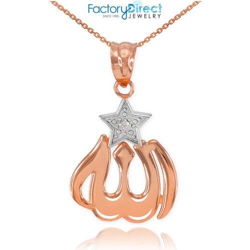 14k Rose Gold Diamond Allah Star 