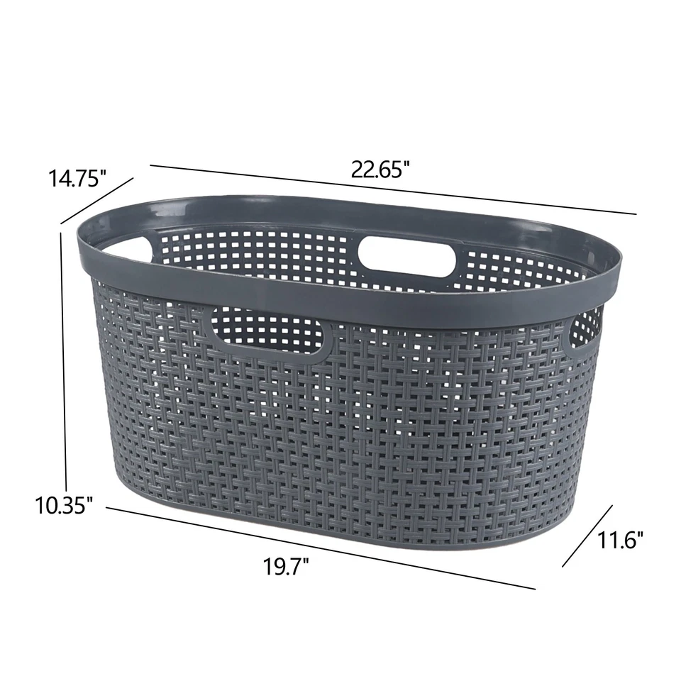 Cand 4 Pack Laundry Basket with Cutout Handles, 40 L Plastic Hampers for Laundry - Image 3 of 4