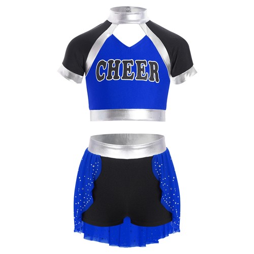 Girls Uniform Cheer Leader Outfit Sports Set Competition Tops Cheerleading Mini - Picture 29 of 47