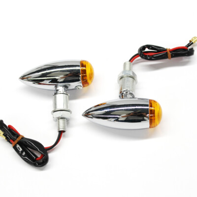 Amber Front & Rear Chrome Bullet Turn Signals For Suzuki Intruder