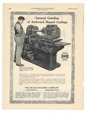 1920 Heald Machine Co. Ad: No. 65 Grinder for Norton Co Worcester, Massachusetts