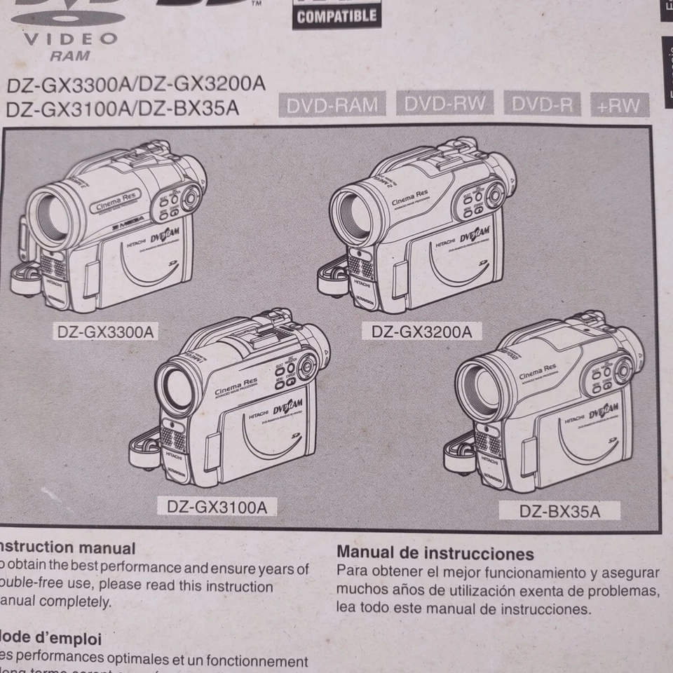 Hitachi English/Spanish/Fr Manual For DZ-GX3300A/DZ-GX3200A/DZ-BX35A Camcorders - Image 4 of 4