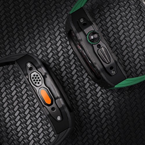 Boîtier en fibre de carbone bracelet FKM pour Apple Watch Ultra 49 mm 9 8 7 6 5 44/45 mm mod kit - Photo 21 sur 37