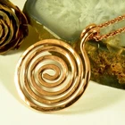 Pure Copper Wire Wrapped Unisex Spiral Pendant - Artisan Unique Jewelry