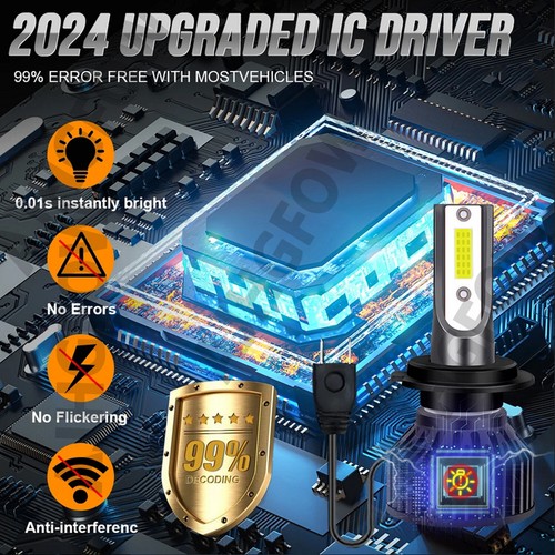 For 2022 2023 Silverado 1500 2500 WT 6000K White LED Headlight Bulbs Combo Kit - Picture 9 of 14
