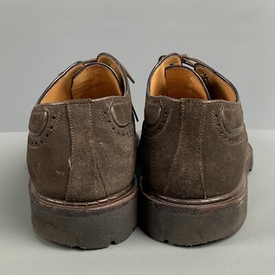 A.TESTONI Size 7.5 Brown Perforated Suede Wingtip Lace Up  display picture 3