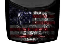 Beast Mouth Fangs Teeth Grunge Truck Vinyl Hood Wrap Decal Car Graphic USA Flag 