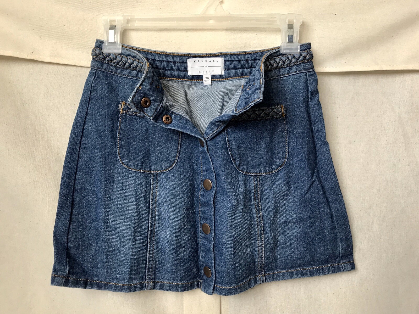 Kendall + Kylie Braided Denim Button Up Skirt Size 24.Sold Out LE For PACSUN NEW image 8