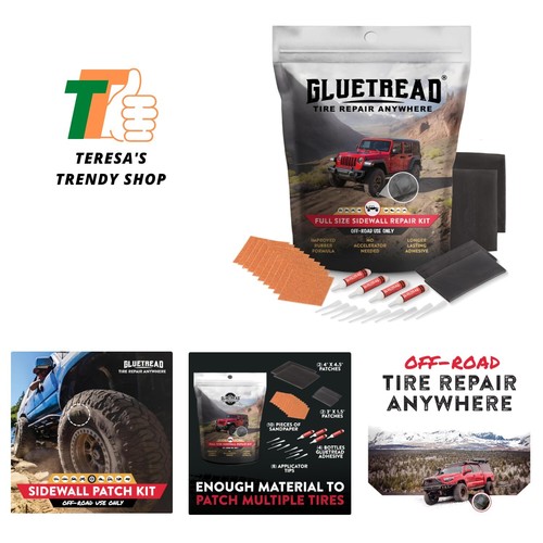 Kit Réparation Pneu Tubeless GlueTread - Pour Pneus VTT 26 Pouces - 4 Réparations - Neuf