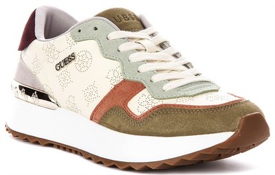 Guess Vinsa Logo Running Damen Sneaker zum Schnüren in Oliv Beje UK 5   10