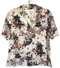 Vintage 1970s Brown Floral Button Up Shirt