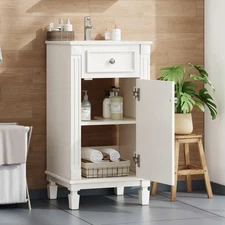 18 in Bathroom Vanity with Ceramic Sink Freestanding Single Vanity Set