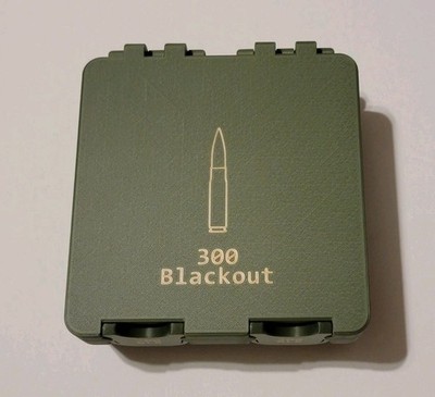 300 Blackout Ammo Box Snap Lock 100 rd 3D Printed Large Can Olive Green Gold Pla