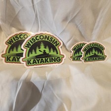 Wisconsin Kayaking Decal Sticker Green Laminated Set Of 4