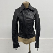 Vintage Black Moto Leather Jacket by Nine