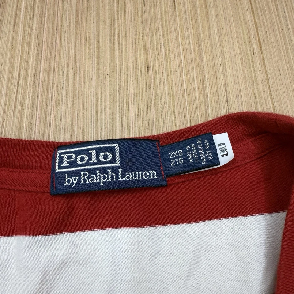 Polo Ralph Lauren рубашка 2XB красный белый синий полоски Джерси футболка морской - Изображение 3 из 4