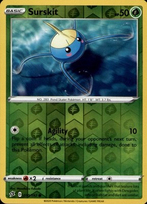 Surskit 010/192 Common Rebel Clash Pokemon Reverse Holo Near Mint