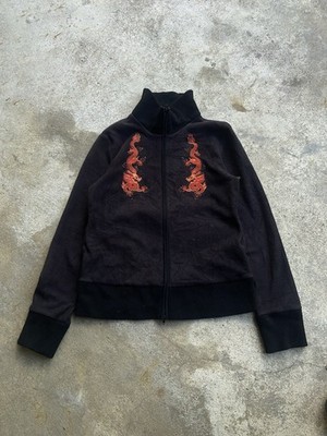 Archive FW99 Vivienne Tam Dragon Embroidery Fleece Dual  Zip Jacket Vintage