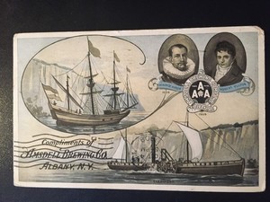 Amsdell Albany New York brewery beer postcard Hudson Fulton anniversary