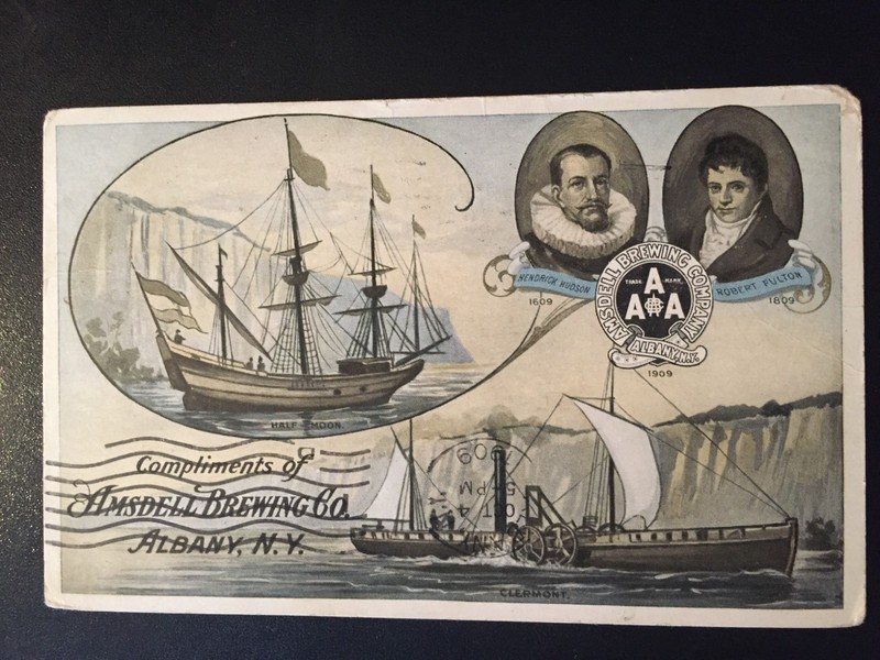Amsdell Albany New York brewery beer postcard Hudson Fulton anniversary