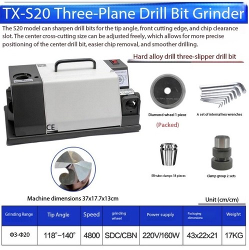 Twist Drill Bit Grinder Fully Automatic Sharpener Universal Fool-style Portable - Picture 20 of 33