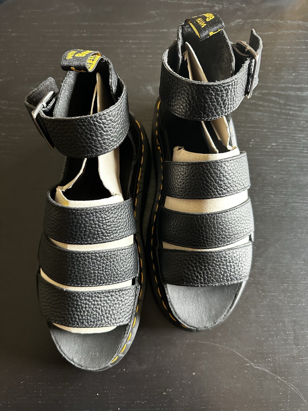 Dr. Martens Clarissa II Quad Black Leather Gladiator Sandals Women’s Size 8