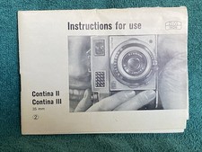 Zeiss Ikon Contina II Contina III Instruction Manual Original 1958