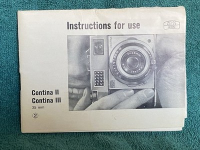 Zeiss Ikon Contina II  Contina III Instruction Manual Original 1958