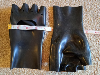 Black Latex Fingerless Fetish Gloves Size M (4 Inch across palm)