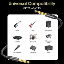 Guitar Cable, 2 Pack 15ft Instrument Cable, 1/4 Inch Electric Guitar Amp Cord...