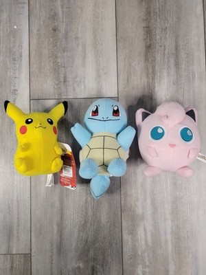 Pokemon Plushies Lot of 3 Pickachu Squirtle and Jigglypuff Stuffed Plush Toy