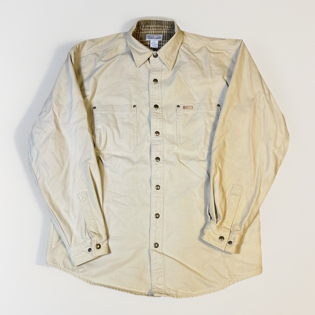 CARHARTT Shirt Jacket Heavy Mens Large Tall Snap Chore Flannel Lined S96STN